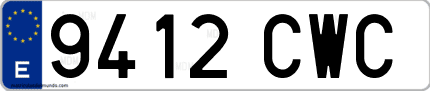 Ejemplo de matrícula de coche ordinaria 9412 CWC