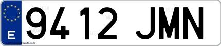 Ejemplo de matrícula española 9412 JMN