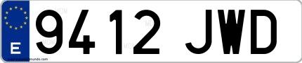 Ejemplo de matrícula española 9412 JWD