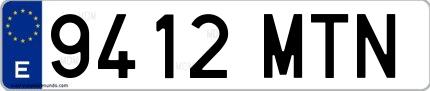 Ejemplo de matrícula española 9412 MTN