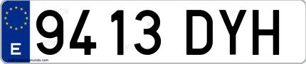 Ejemplo de matrícula española 9413 DYH