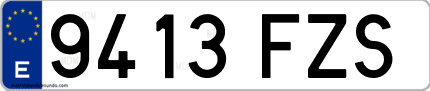 Ejemplo de matrícula de coche ordinaria 9413 FZS
