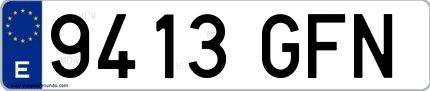 Ejemplo de matrícula española 9413 GFN