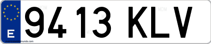 Ejemplo de matrícula de coche ordinaria 9413 KLV