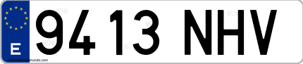 Ejemplo de matrícula de coche ordinaria 9413 NHV