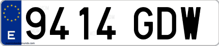 Ejemplo de matrícula de coche ordinaria 9414 GDW