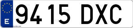 Ejemplo de matrícula de coche ordinaria 9415 DXC