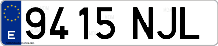 Ejemplo de matrícula de coche ordinaria 9415 NJL