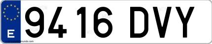 Ejemplo de matrícula española 9416 DVY