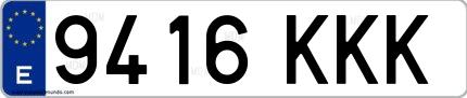 Ejemplo de matrícula española 9416 KKK