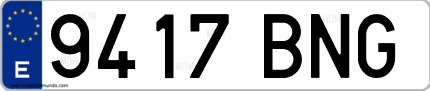 Ejemplo de matrícula de coche ordinaria 9417 BNG