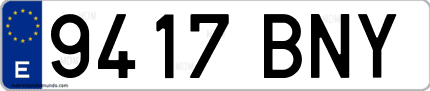 Ejemplo de matrícula de coche ordinaria 9417 BNY