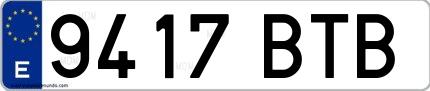 Ejemplo de matrícula española 9417 BTB