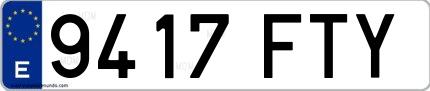 Ejemplo de matrícula española 9417 FTY