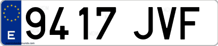 Ejemplo de matrícula de coche ordinaria 9417 JVF