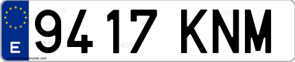 Ejemplo de matrícula de coche ordinaria 9417 KNM
