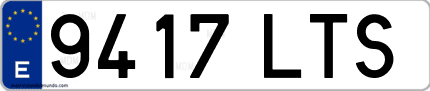 Ejemplo de matrícula de coche ordinaria 9417 LTS