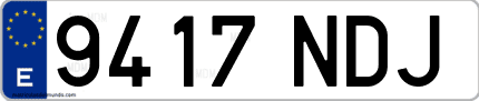 Ejemplo de matrícula de coche ordinaria 9417 NDJ