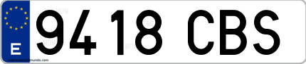 Ejemplo de matrícula de coche ordinaria 9418 CBS