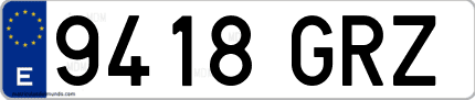 Ejemplo de matrícula de coche ordinaria 9418 GRZ