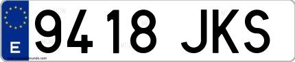 Ejemplo de matrícula española 9418 JKS