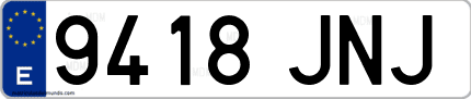 Ejemplo de matrícula de coche ordinaria 9418 JNJ