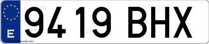 Ejemplo de matrícula de coche ordinaria 9419 BHX