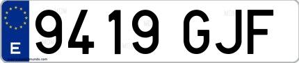 Ejemplo de matrícula española 9419 GJF