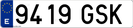 Ejemplo de matrícula de coche ordinaria 9419 GSK