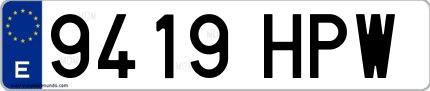 Ejemplo de matrícula española 9419 HPW