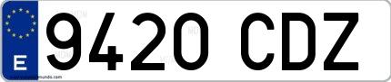 Ejemplo de matrícula española 9420 CDZ
