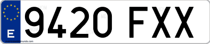 Ejemplo de matrícula de coche ordinaria 9420 FXX