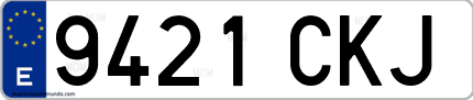 Ejemplo de matrícula de coche ordinaria 9421 CKJ