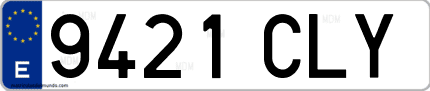 Ejemplo de matrícula de coche ordinaria 9421 CLY
