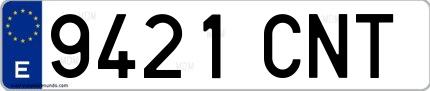 Ejemplo de matrícula española 9421 CNT