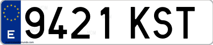 Ejemplo de matrícula de coche ordinaria 9421 KST