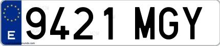 Ejemplo de matrícula española 9421 MGY