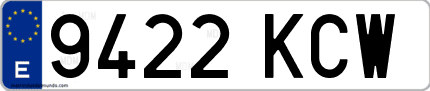 Ejemplo de matrícula de coche ordinaria 9422 KCW