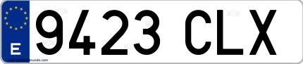 Ejemplo de matrícula española 9423 CLX
