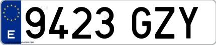 Ejemplo de matrícula española 9423 GZY