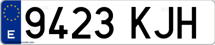 Ejemplo de matrícula de coche ordinaria 9423 KJH