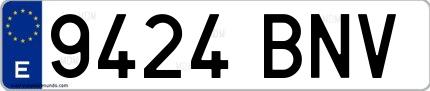 Ejemplo de matrícula española 9424 BNV