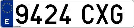 Ejemplo de matrícula española 9424 CXG