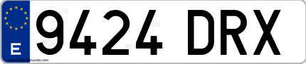 Ejemplo de matrícula de coche ordinaria 9424 DRX