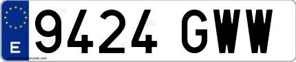 Ejemplo de matrícula española 9424 GWW
