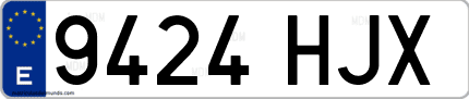 Ejemplo de matrícula de coche ordinaria 9424 HJX