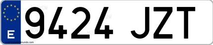Ejemplo de matrícula española 9424 JZT