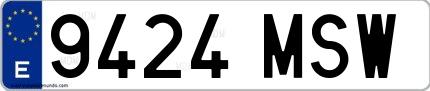 Ejemplo de matrícula española 9424 MSW