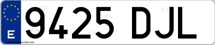 Ejemplo de matrícula española 9425 DJL