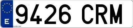Ejemplo de matrícula española 9426 CRM